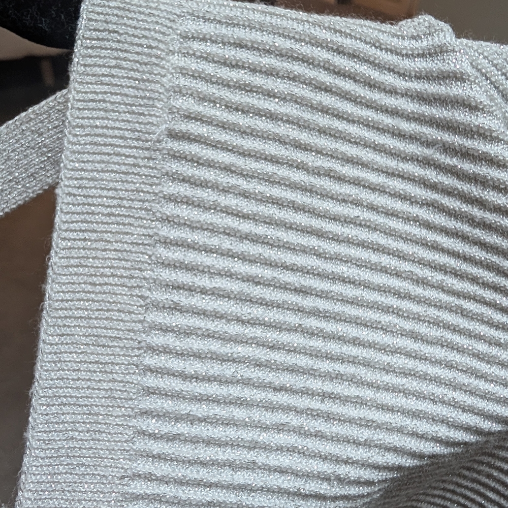 French Connection Light Gray Ribbed V-Neck Wrap Sweater - Picture 2 of 3